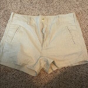 American Eagle Outfitters High Waist Striped Shorts - Cream and Navy
